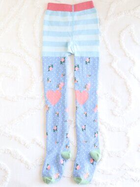 Matilda Jane| Pastel Floral Polka Dot Stripe Beating Heart Knit Tights Xs Sm 4-6